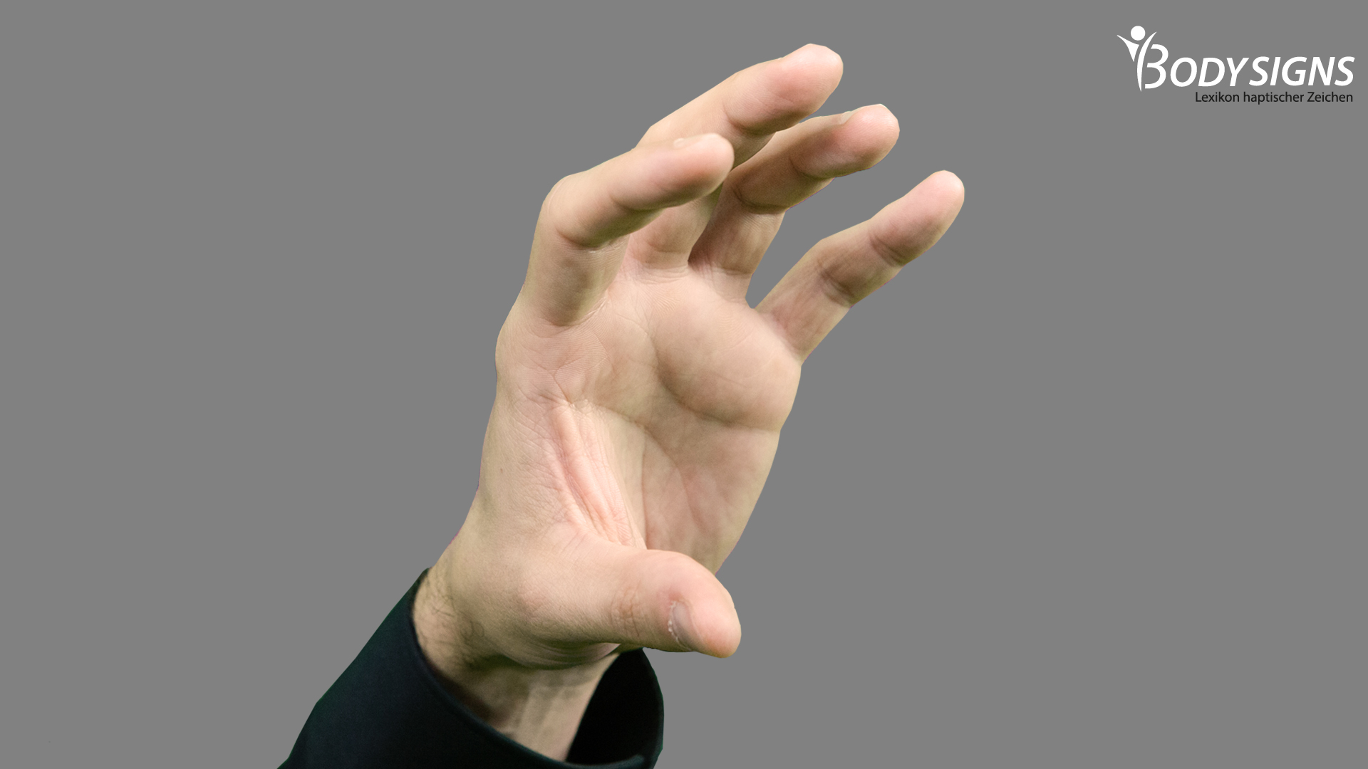 Lockere Greifhand, alle Finger formen ein "C", ohne dass sich die Finger berühren.