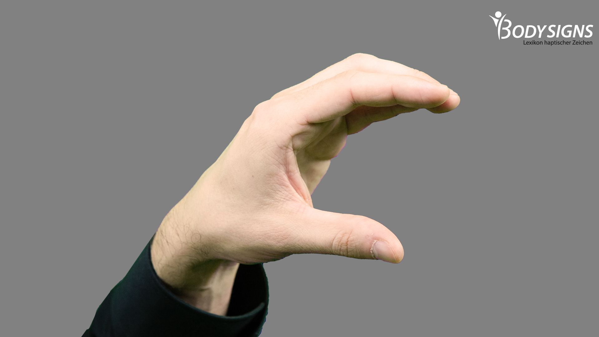Alle Finger formen ein "C".